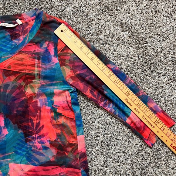 Soft Surroundings Breezy Bloom Tropical Tunic Women's Medium 3/4 Sleeve V-Neck - Picture 14 of 14